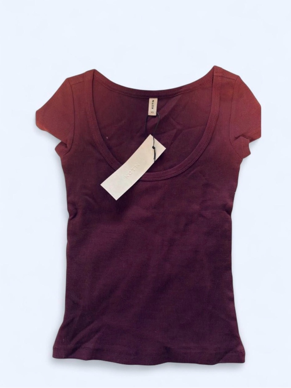 KOTN basic scoop neck t-shirt top tee burgundy NWT